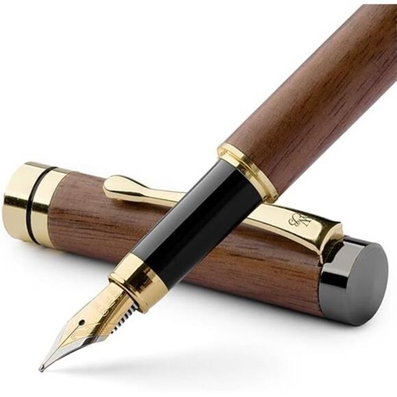 Black Fountain Pen Set, Luxury Bamboo Wood - Medium Nib, Gift - Picture 7 of 7